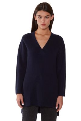 Women's 100% Pure Cashmere Long Sleeve Ribbed Tunic Sweater