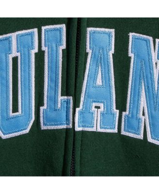 Women's Green Tulane Green Wave Arched Name Full-Zip Hoodie