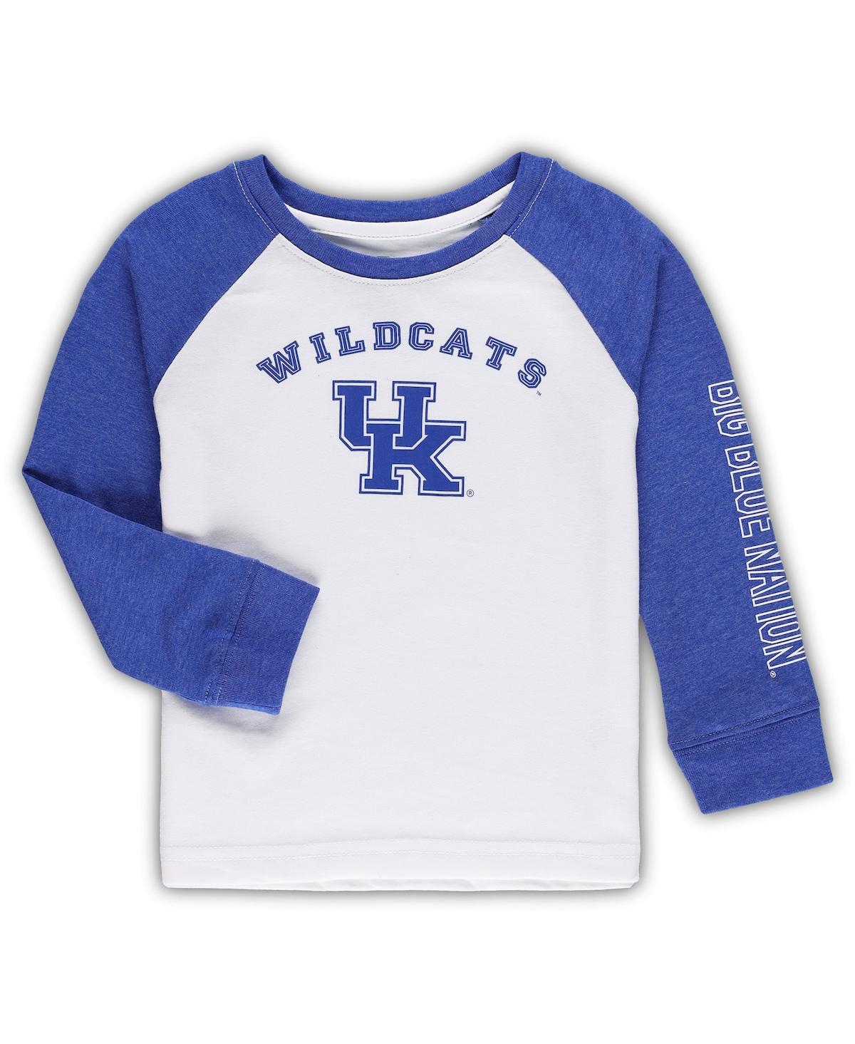 Colosseum Babies' Toddler Boys And Girls  Royal, White Kentucky Wildcats Two-hit Raglan Long Sleeve T-shirt In Royal,white