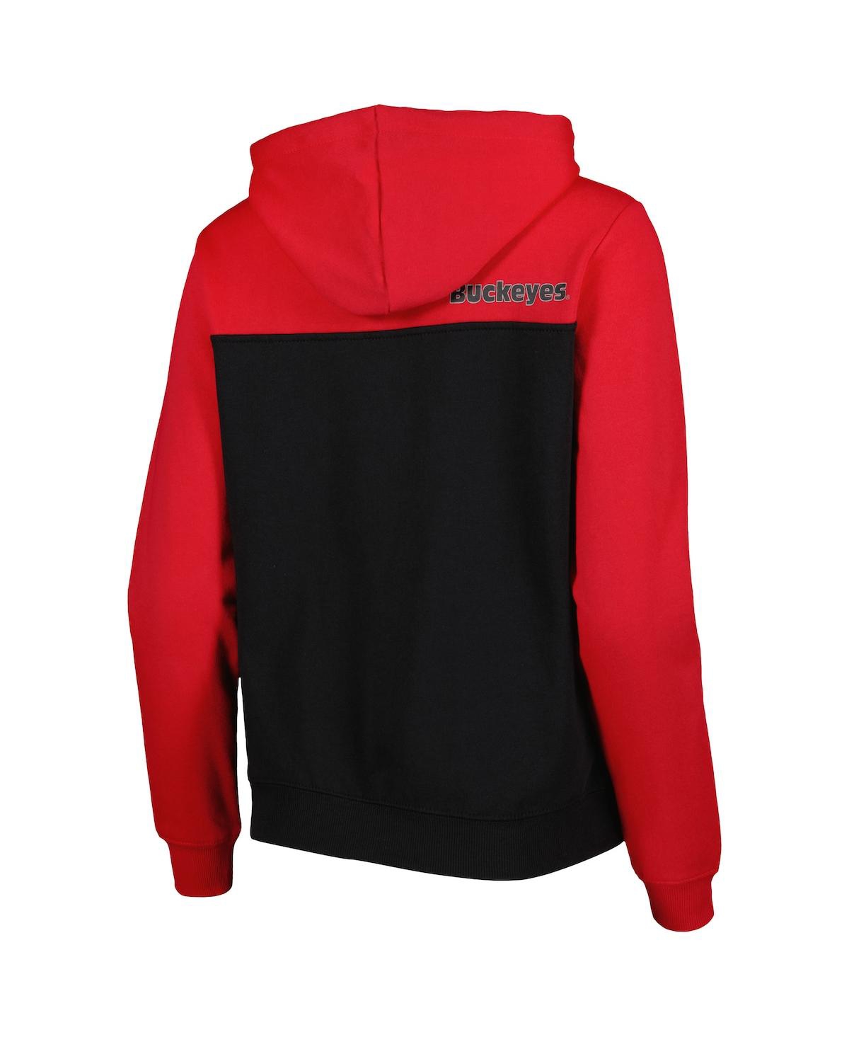 Colosseum Women's  Black, Scarlet Ohio State Buckeyes Aidan Lightweight Quarter-zip Hoodie In Black,scarlet