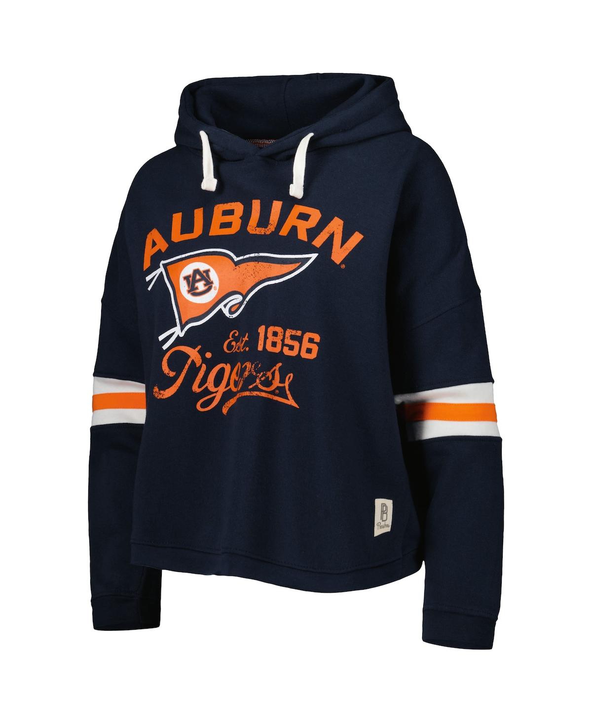 Shop Pressbox Women's  Navy Distressed Auburn Tigers Super Pennant Pullover Hoodie