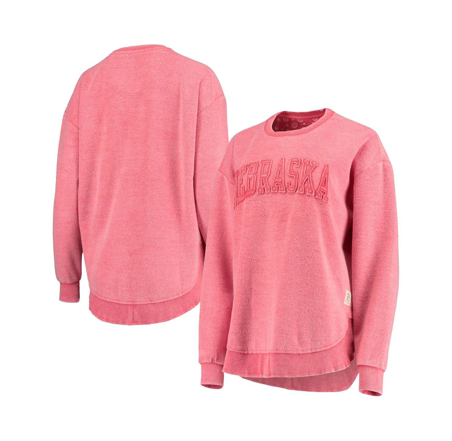 Women's Scarlet Distressed Nebraska Huskers Ponchoville Pullover Sweatshirt