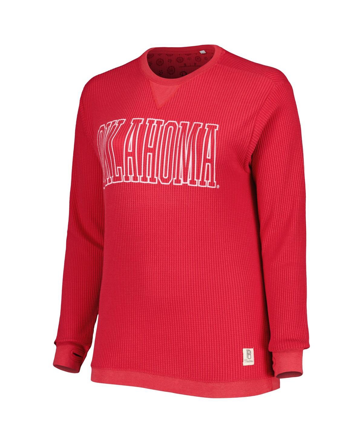 Shop Pressbox Women's  Crimson Oklahoma Sooners Surf Southlawn Waffle-knit Thermal Tri-blend Long Sleeve T