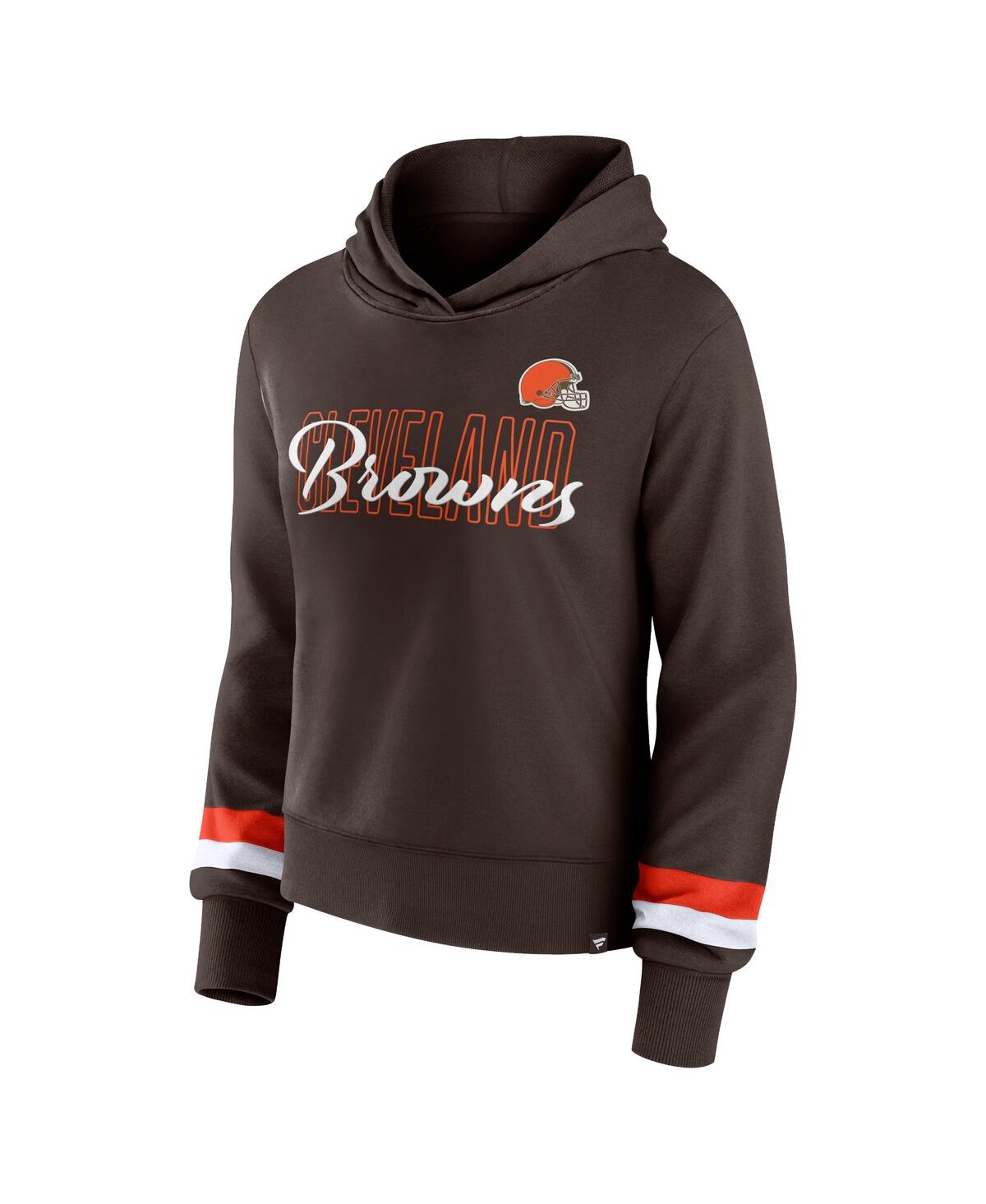 Shop Fanatics Women's  Brown Cleveland Browns Over Under Pullover Hoodie