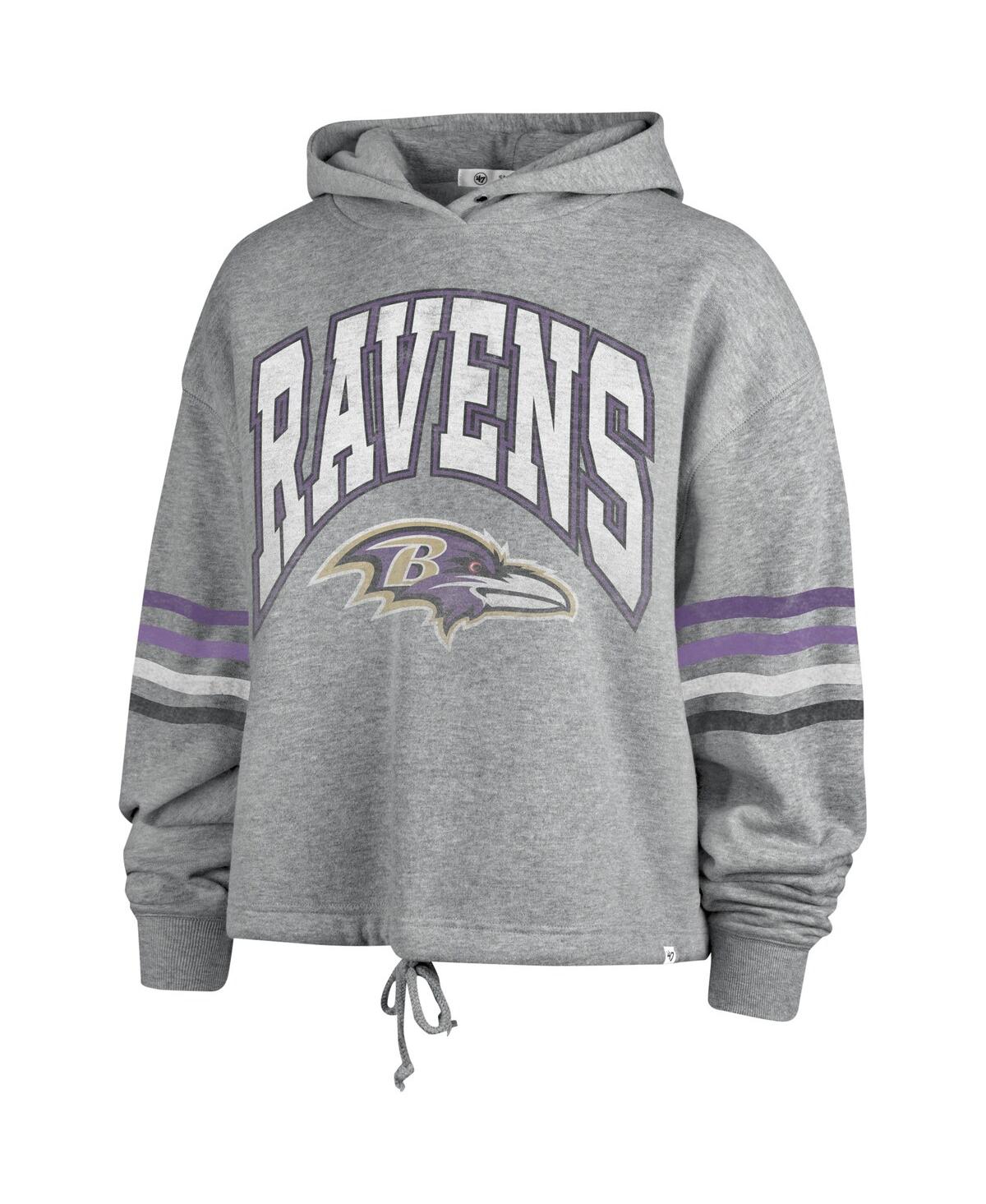 47 BRAND WOMEN'S '47 BRAND HEATHER GRAY DISTRESSED BALTIMORE RAVENS UPLAND BENNETT PULLOVER HOODIE 