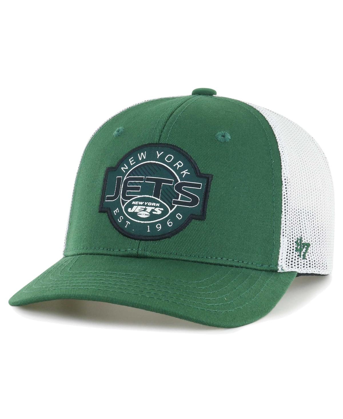 47 Brand Kids' Youth Boys And Girls ' Green, White New York Jets Scramble Adjustable Trucker Hat In Green,white