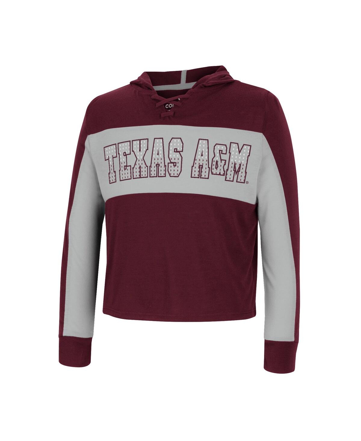 Shop Colosseum Big Girls  Maroon Texas A&m Aggies Galooks Hoodie Lace-up Long Sleeve T-shirt