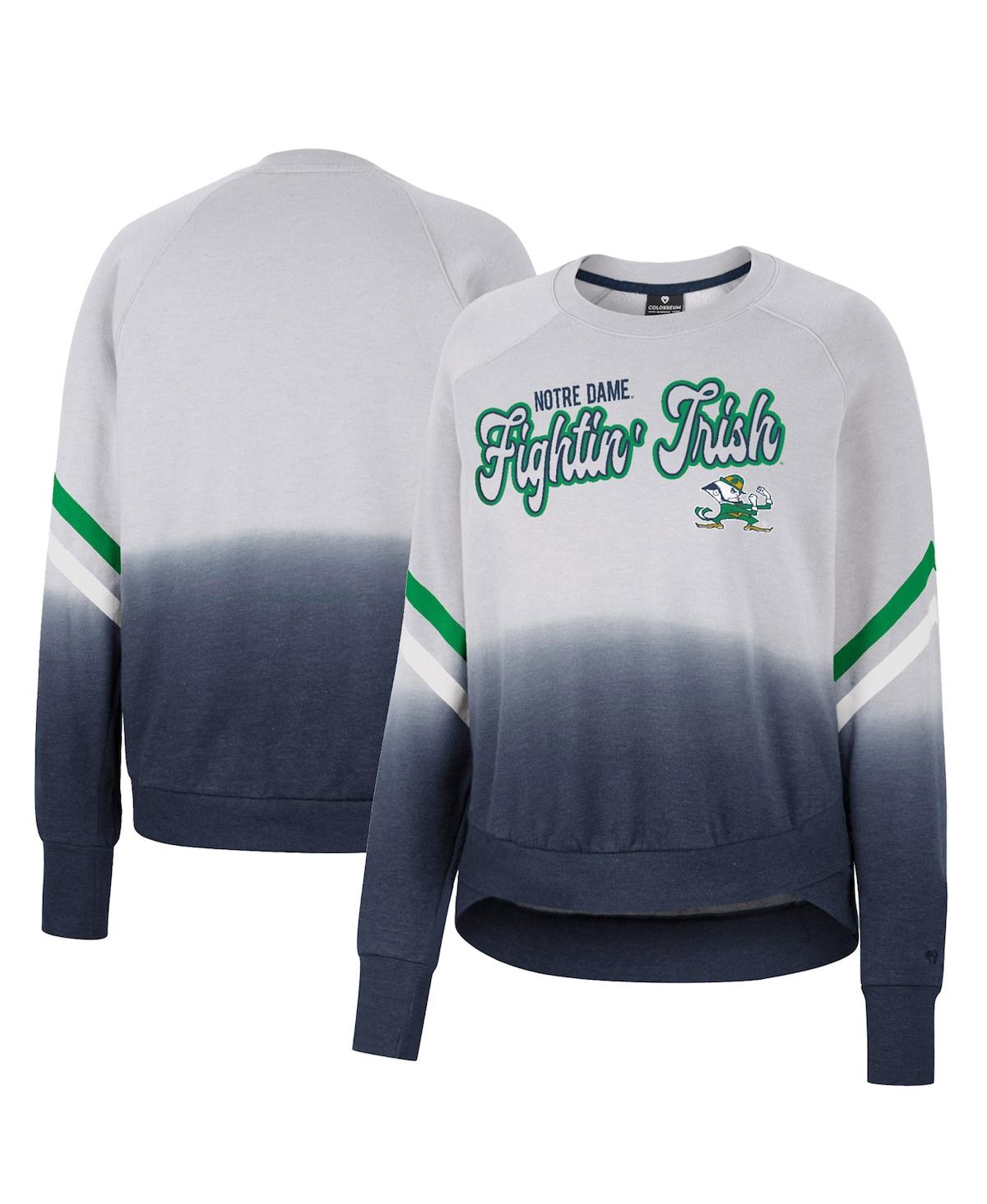 Colosseum Women's  Gray Notre Dame Fighting Irish Cue Cards Dip-dye Raglan Pullover Sweatshirt