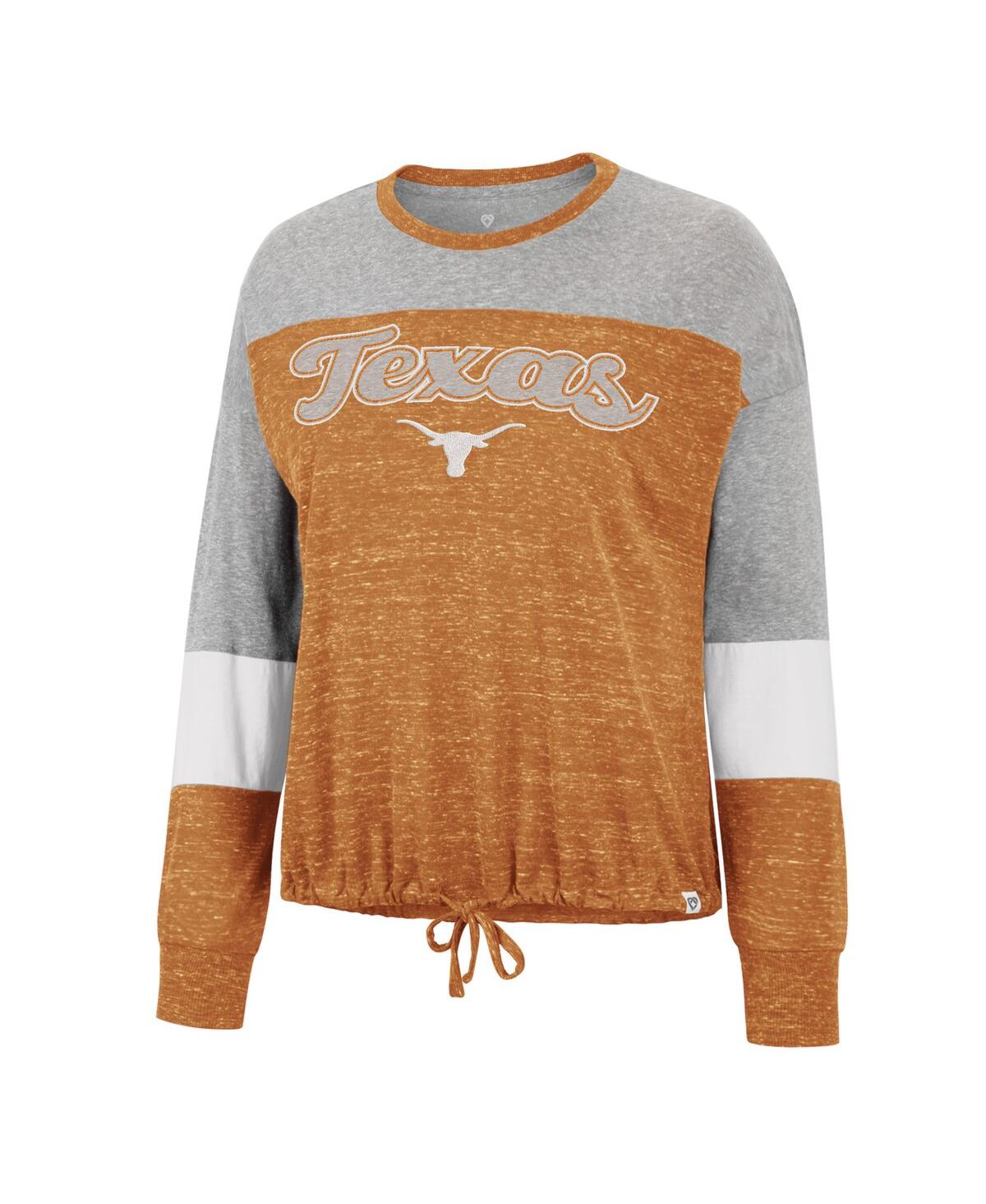Shop Colosseum Women's  Texas Orange Texas Longhorns Joanna Tie Front Long Sleeve T-shirt