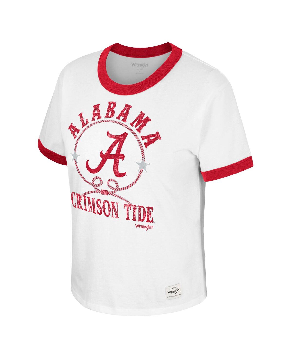 Shop Colosseum Women's  X Wrangler White Distressed Alabama Crimson Tide Freehand Ringer T-shirt