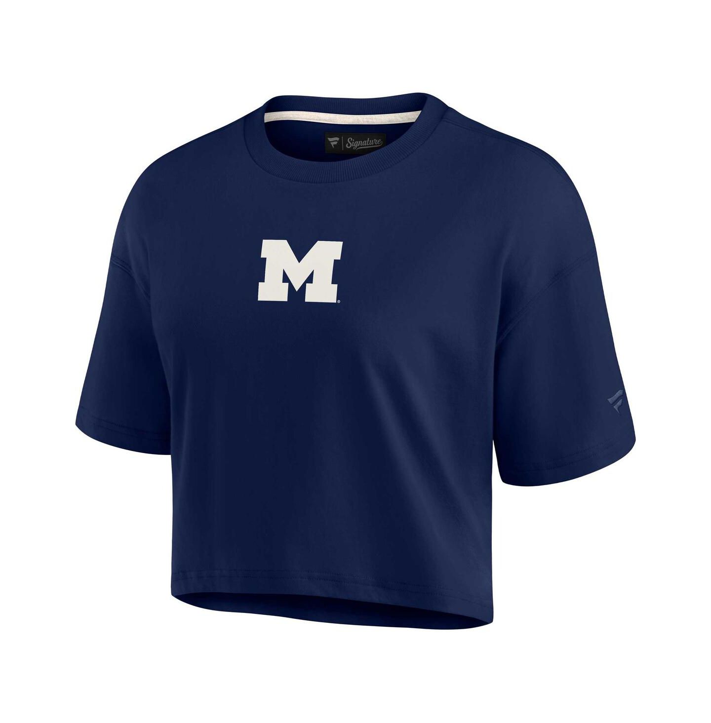 Женская футболка Fanatics Signature Navy Michigan Wolverines Super Soft Boxy Cropped — фото 2