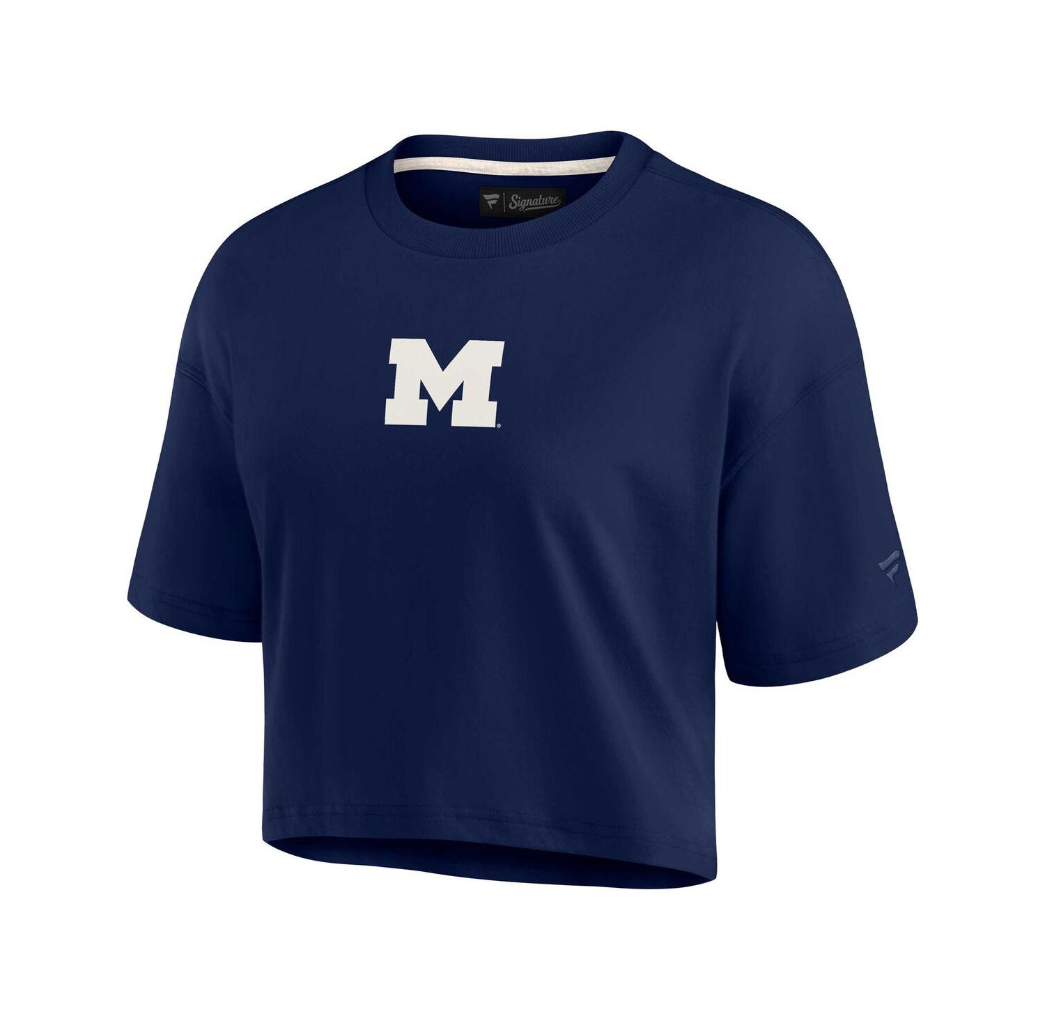 Women's Navy Michigan Wolverines Super Soft Boxy Cropped T-shirt