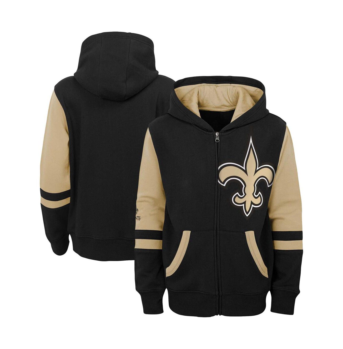 Худи Outerstuff Black New Orleans Saints Colorblock Full-Zip для мальчиков — фото 1