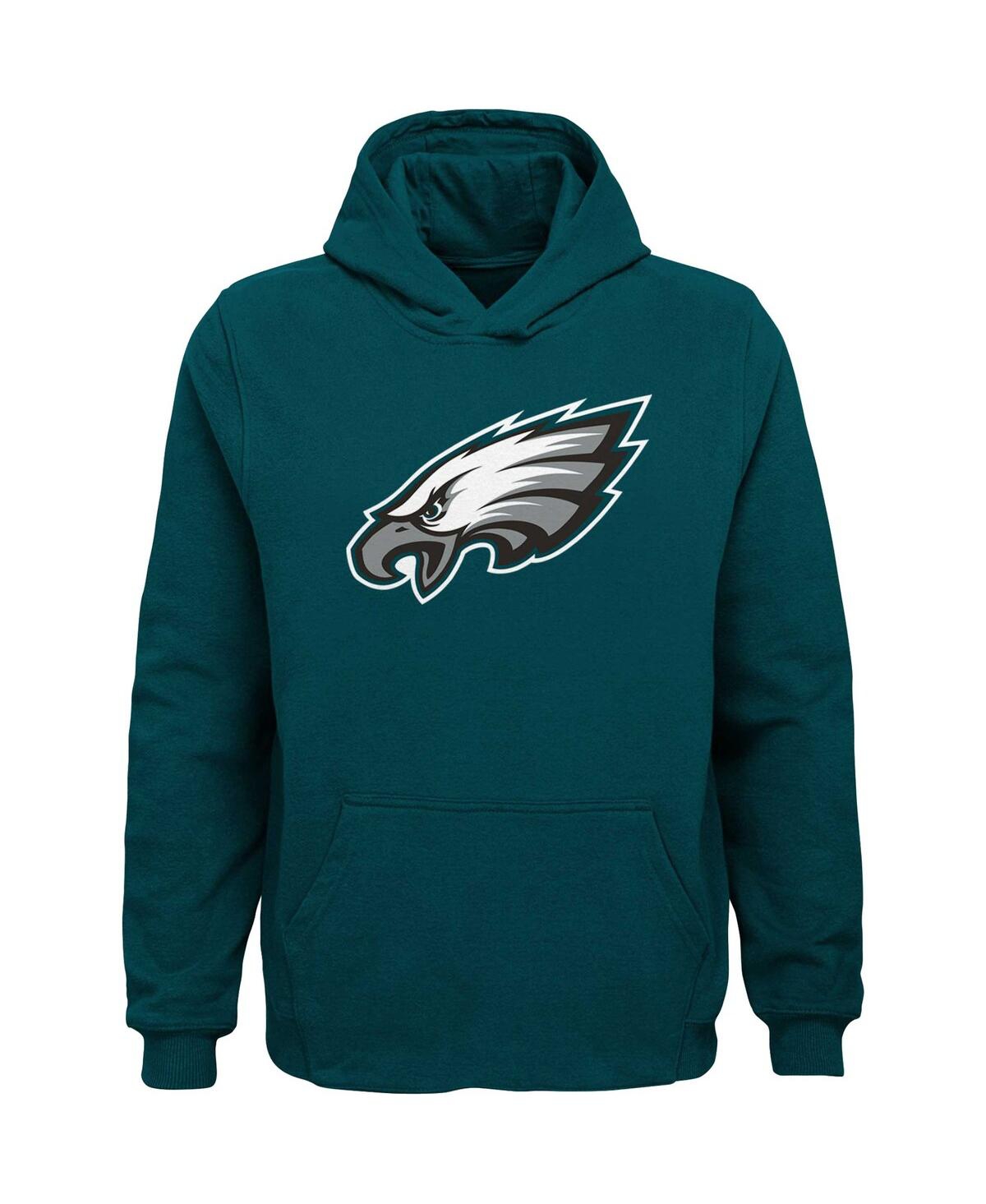 Shop Outerstuff Big Boys Green Philadelphia Eagles Team Logo Pullover Hoodie