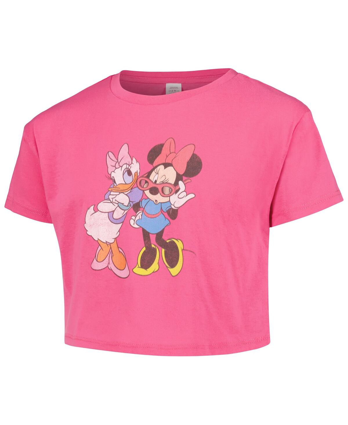 Shop Mad Engine Big Girls  Pink Mickey & Friends Just Girls Cropped T-shirt