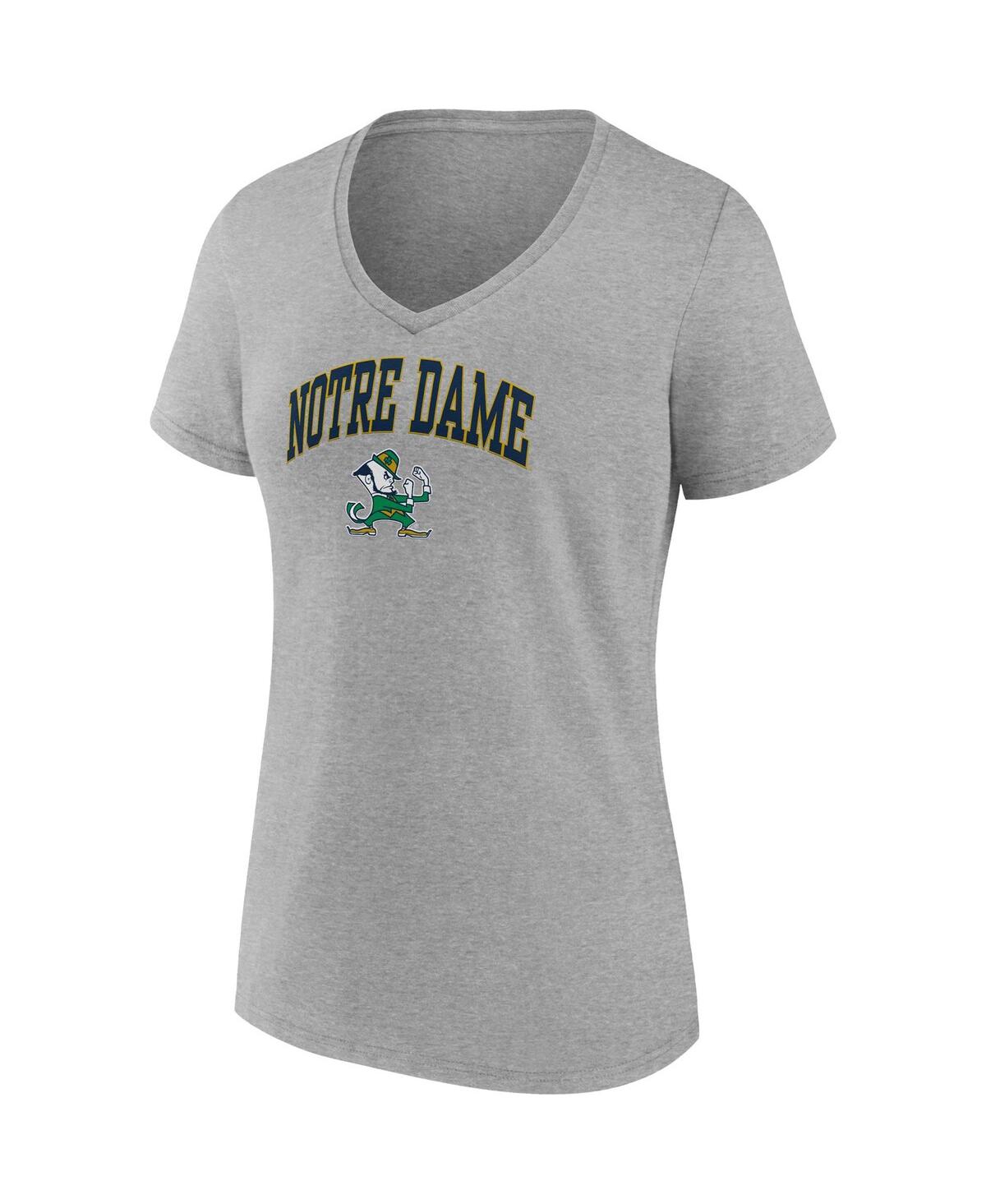 Women's FanaticsNotre Dame Fighting Irish Evergreen Campus V-Neck T-shirt - Heather Gray