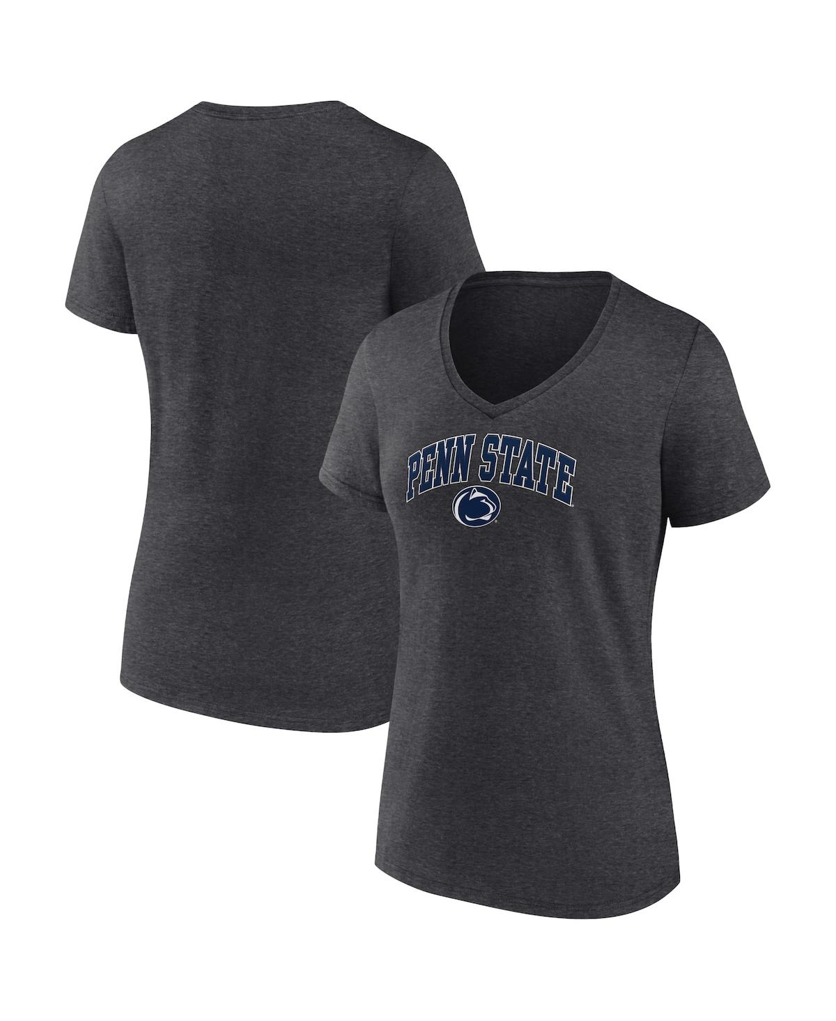 Fanatics Women's  Heather Charcoal Penn State Nittany Lions Evergreen Campus V-neck T-shirt