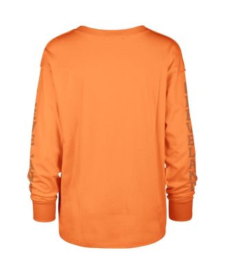 Women's Orange Distressed Cleveland Browns Tom Cat Long Sleeve T-shirt