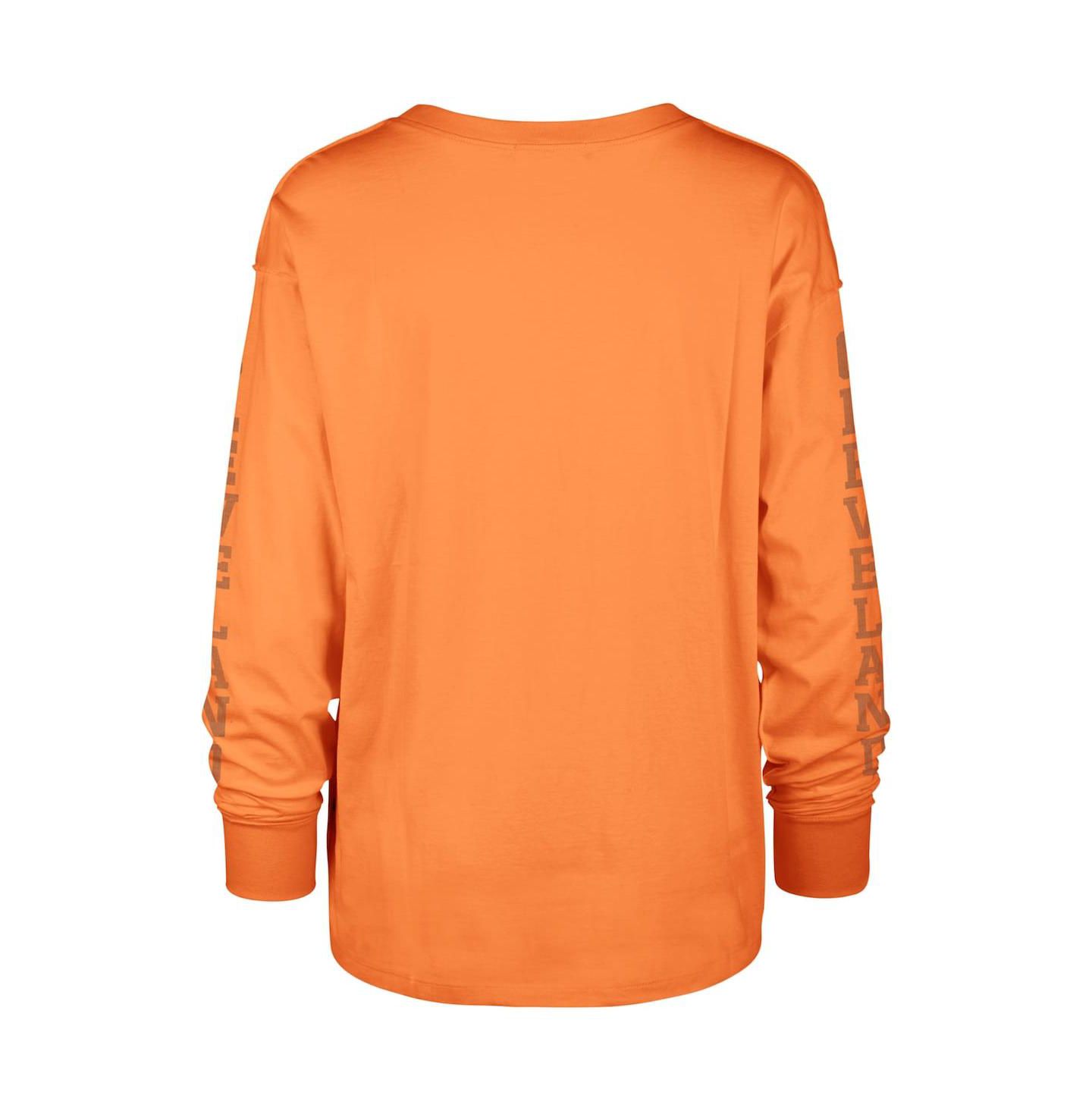 Женская футболка '47 Brand Orange Distressed Cleveland Browns Tom Cat Long Sleeve — фото 2