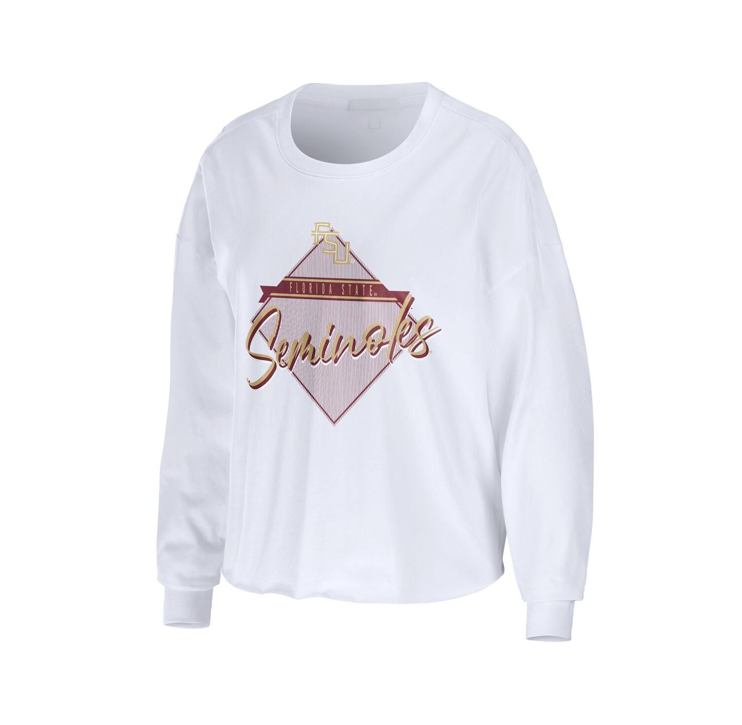 Women's White Florida State Seminoles Diamond Long Sleeve Cropped T-shirt