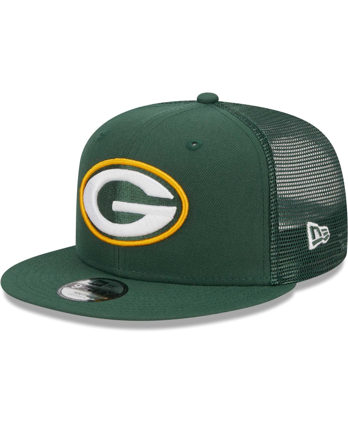 New Era Kids' Youth Boys And Girls  Green Green Bay Packers Main Trucker 9fifty Snapback Hat