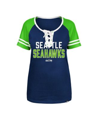 Women's College Navy Seattle Seahawks Raglan Lace-Up T-shirt