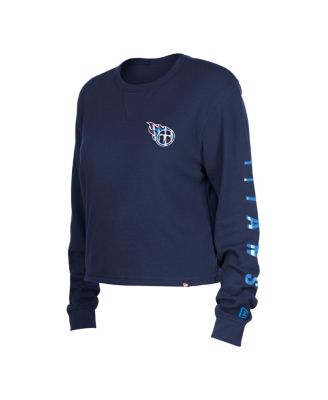 Women's Navy Tennessee Titans Thermal Crop Long Sleeve T-shirt