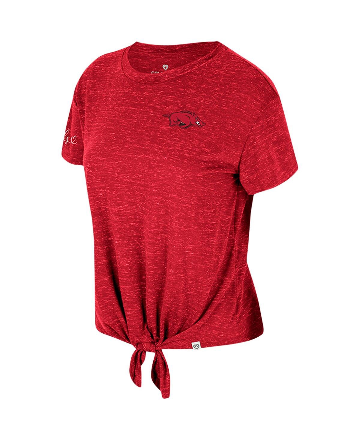 Shop Colosseum Women's  Cardinal Distressed Arkansas Razorbacks Finalists Tie-front T-shirt