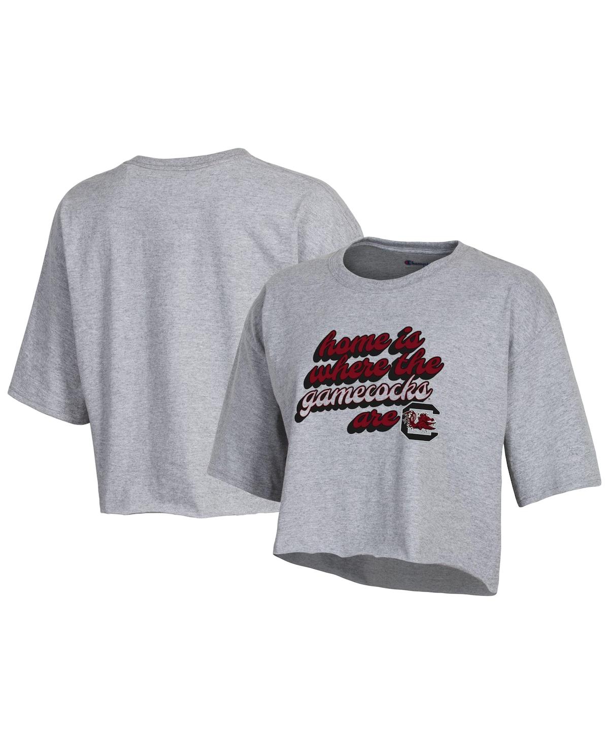 Shop Champion Women's  Gray South Carolina Gamecocks Boyfriend Cropped T-shirt