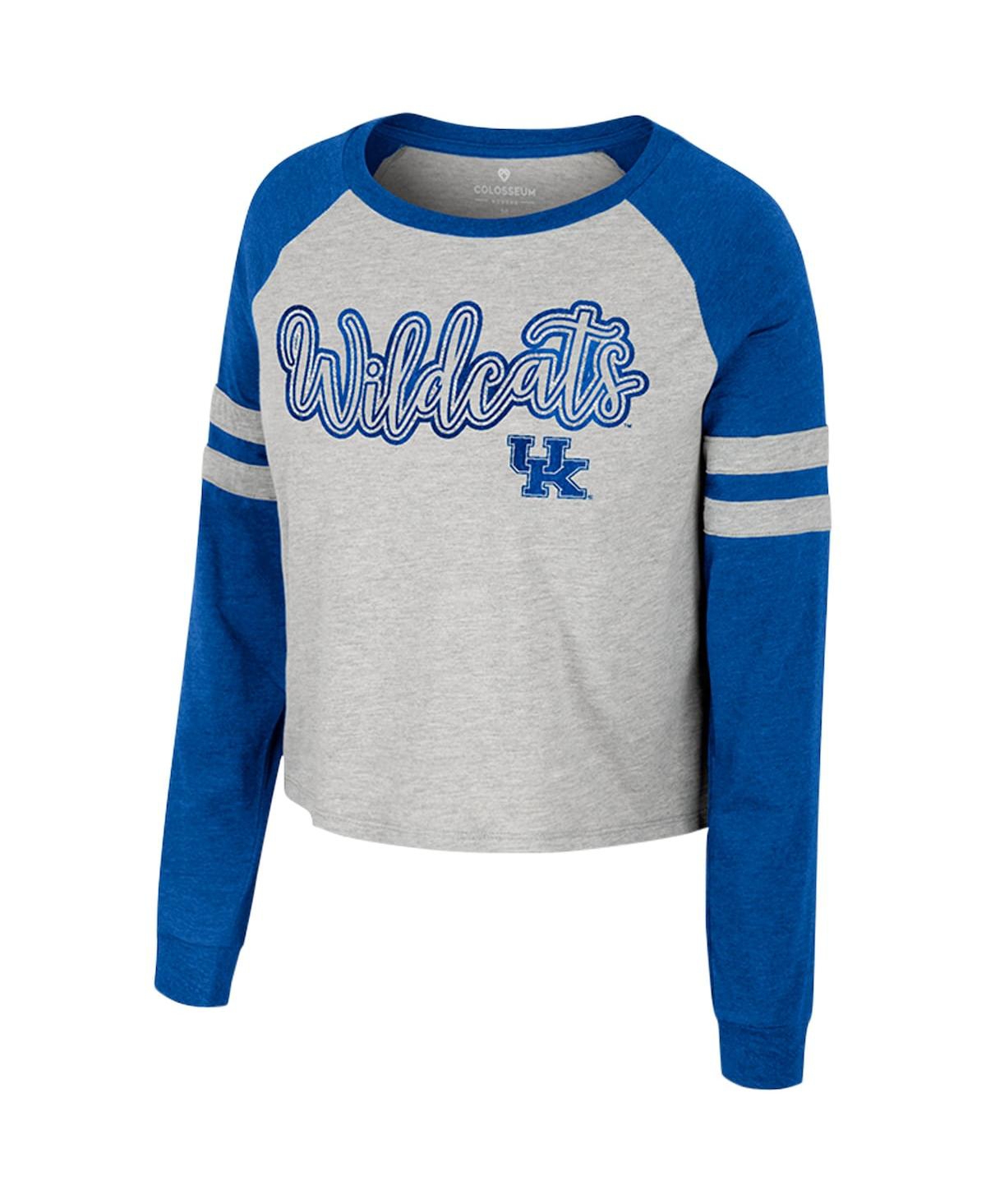 Colosseum Women's  Heather Gray Kentucky Wildcats I'm Gliding Here Raglan Long Sleeve Cropped T-shirt In Heather Gray
