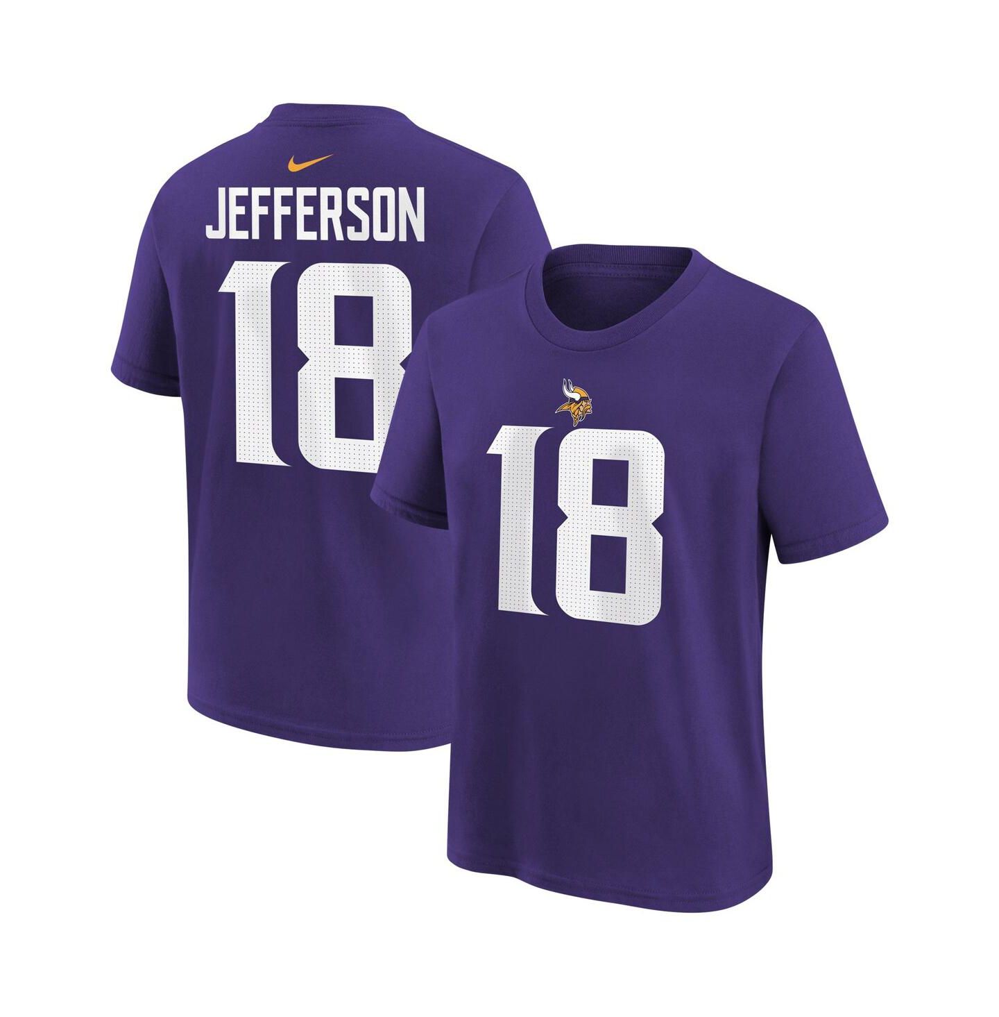 Детская футболка Nike Justin Jefferson Purple Minnesota Vikings Player Name and Number — фото 1