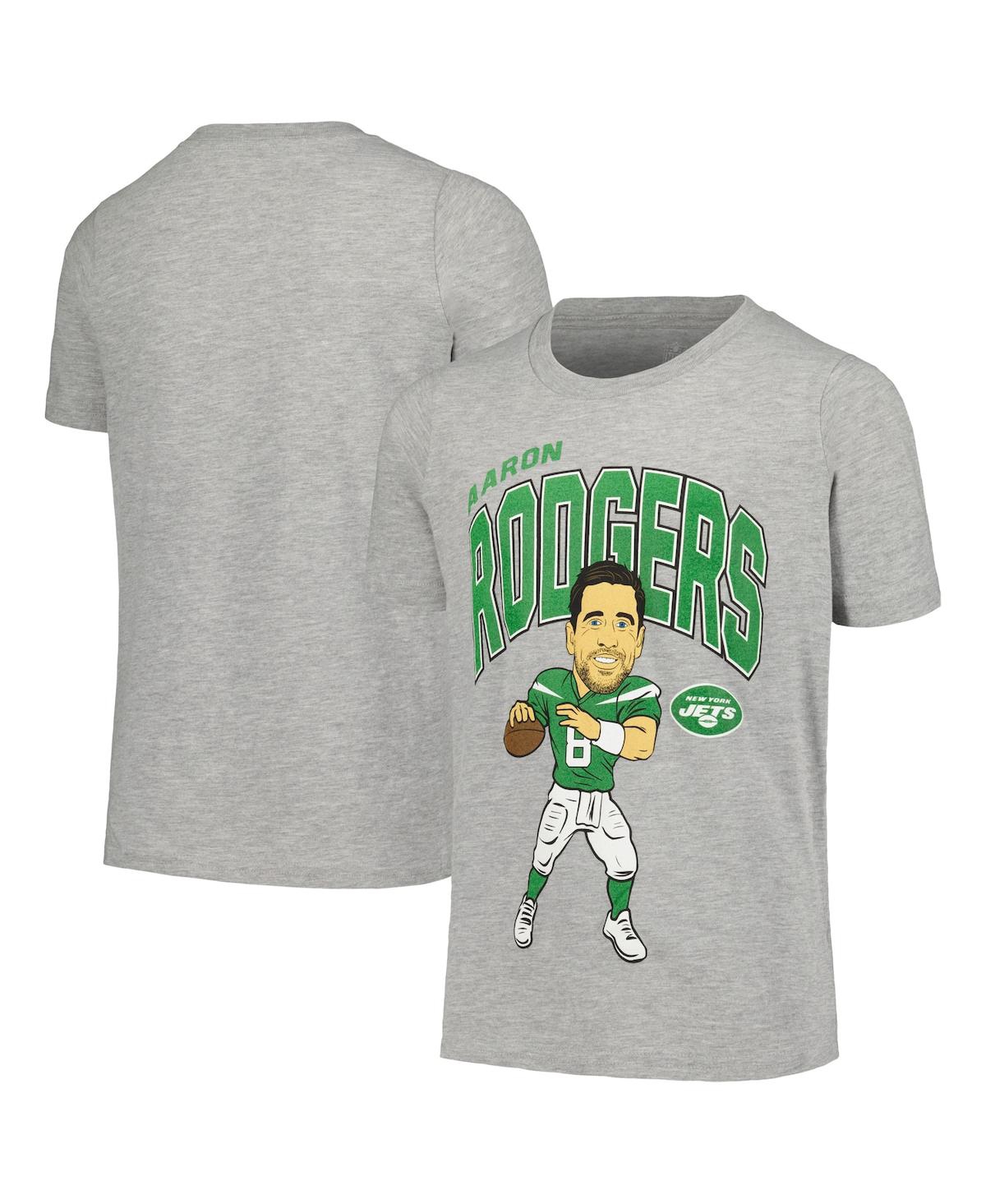 Outerstuff Kids' Big Boys  Aaron Rodgers Heather Gray New York Jets Caricature T-shirt
