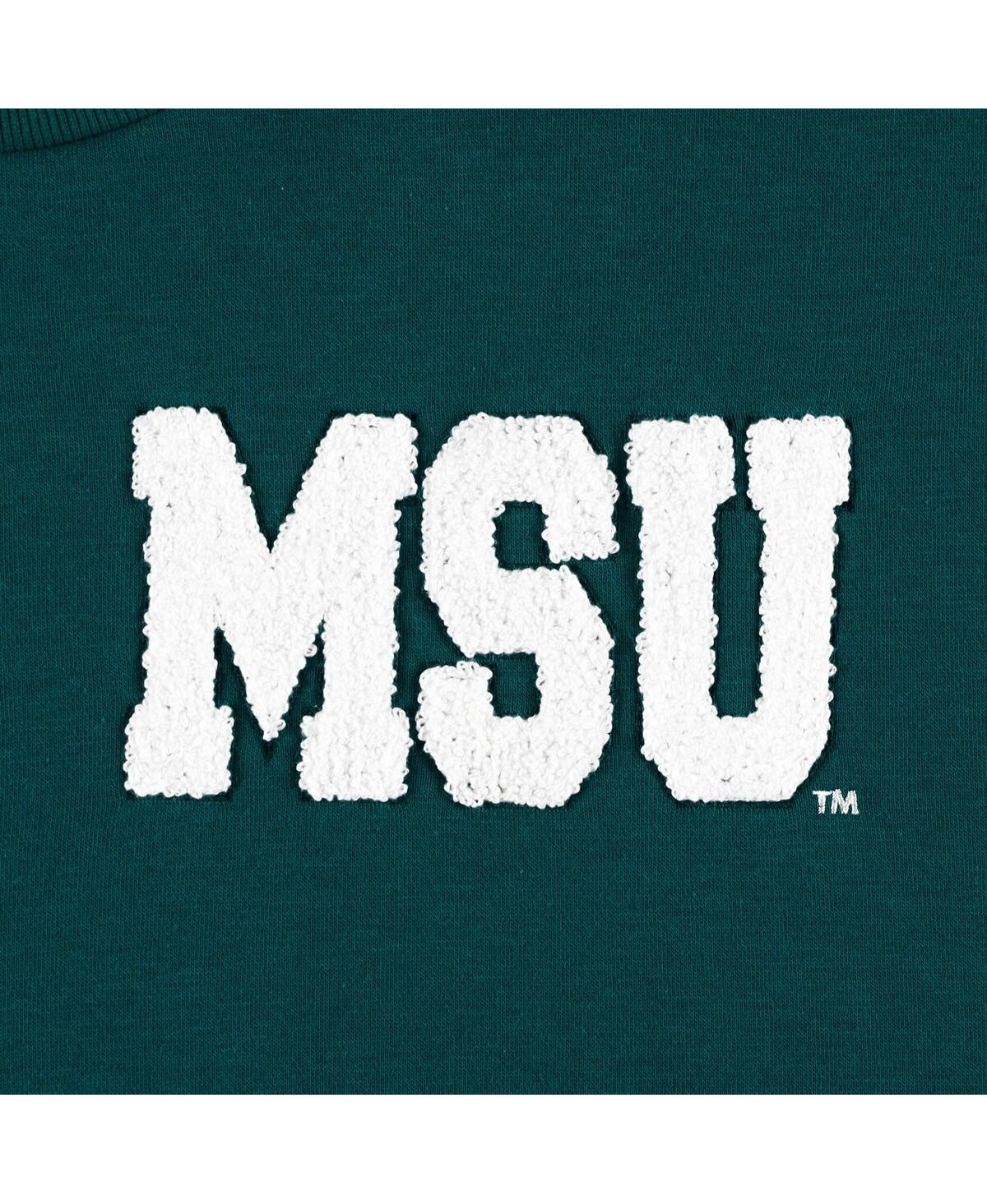 GAMEDAY COUTURE WOMEN'S GAMEDAY COUTURE GREEN MICHIGAN STATE SPARTANS BACK TO REALITY COLORBLOCK PULLOVER SWEATSHIRT 