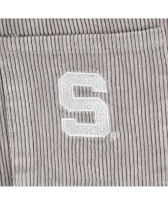 Women's Gray Distressed Michigan State Spartans Vintage-Like Wash Corduroy Full-Snap Hooded Shacket