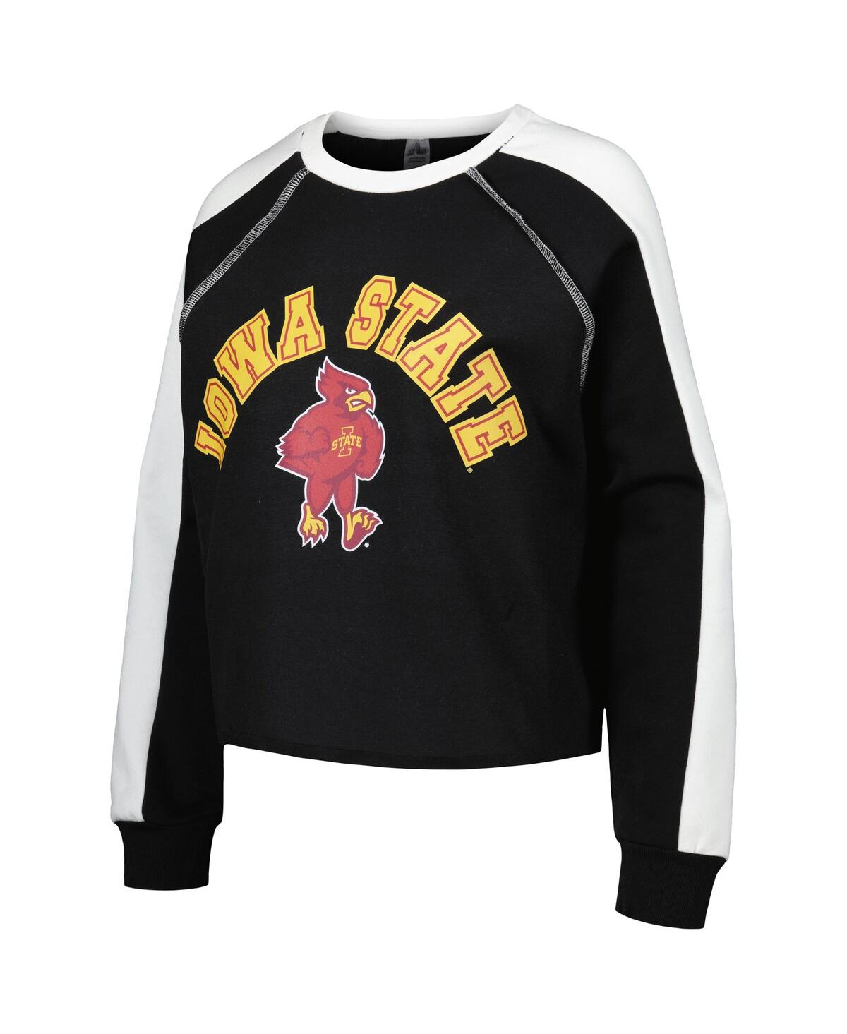 Gameday Couture Women's  Black Iowa State Cyclones Blindside Raglan Cropped Pullover Sweatshirt In Black