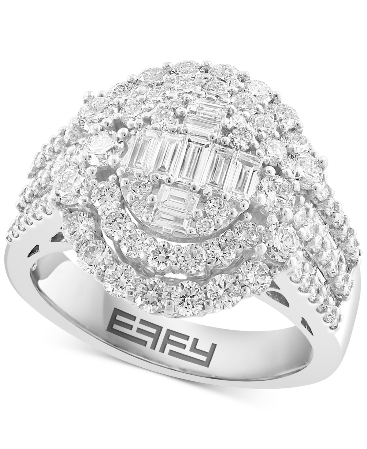 Effy Collection Effy Diamond Round & Baguette Cluster Ring (2 Ct. T.w.) In 14k White Gold