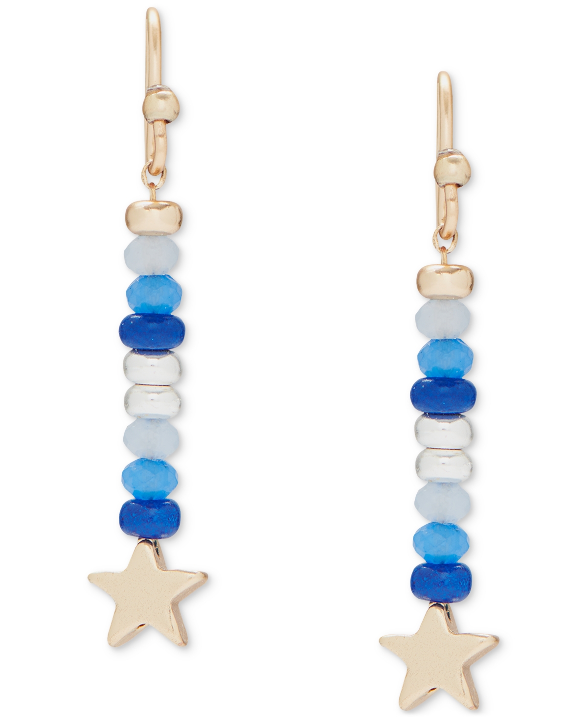 Lucky Brand Two-Tone Star & Mixed Bead Linear Drop Earrings