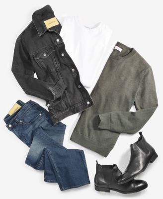 Men's Trucker Jacket, Monogram Logo Sweater, Solid T-Shirt & Standard Straight-Fit Stretch Jeans  