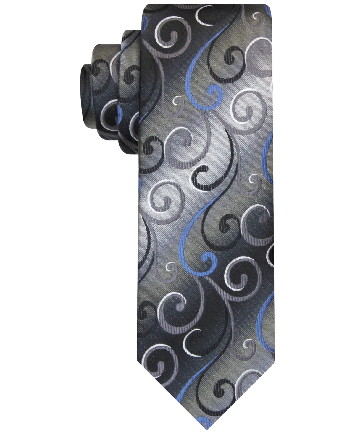 Van Heusen Men's Shimmering Swirl Long Tie In Black