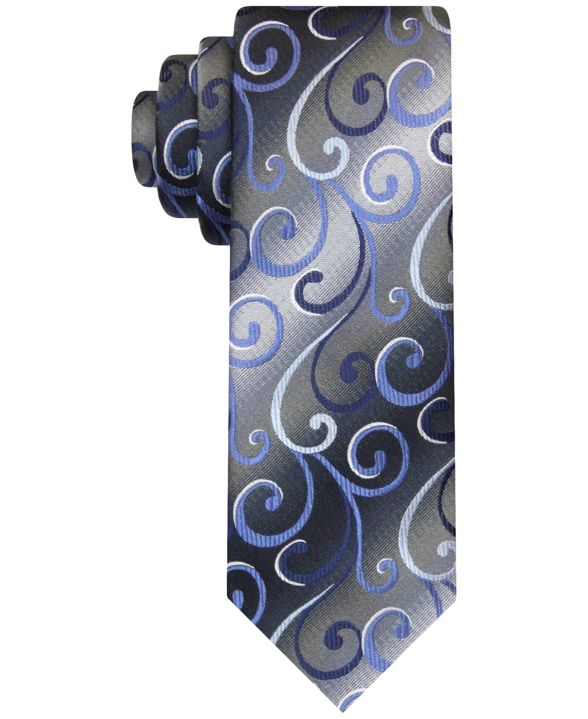 Van Heusen Men's Shimmering Swirl Long Tie In Navy