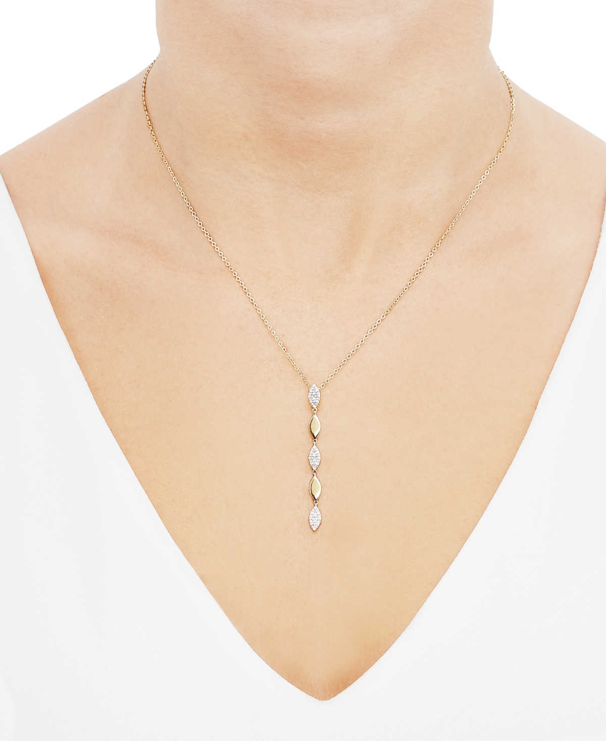 Shop Macy's Diamond Cluster Lariat Necklace (1/10 Ct. T.w.) In 14k Gold-plated Sterling Silver, 16" + 2" Extende