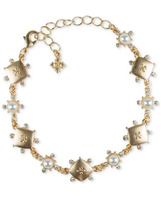 Patricia Nash Gold-Tone Pavé & Imitation Pearl Flex Bracelet - Macy's