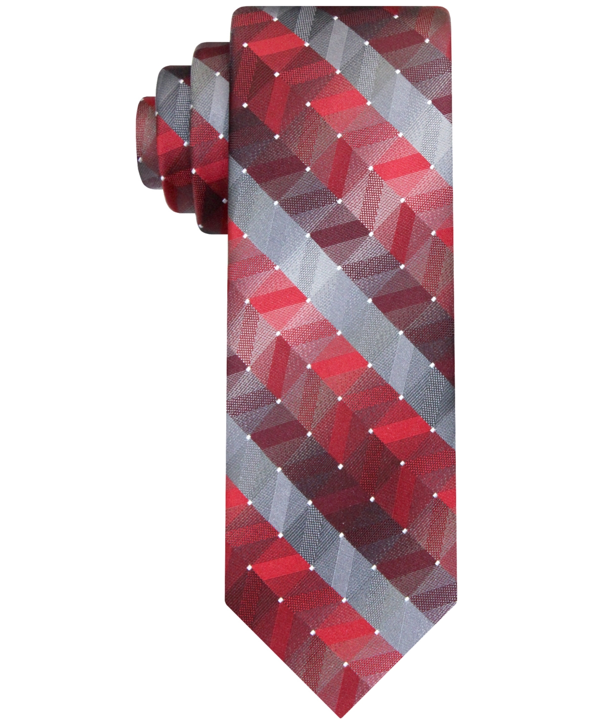 Van Heusen Men's Geometric Dot Long Tie In Red