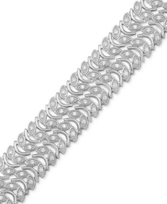 Diamond Leaf-Inspired Link Bracelet (1 ct. t.w.) in Sterling Silver