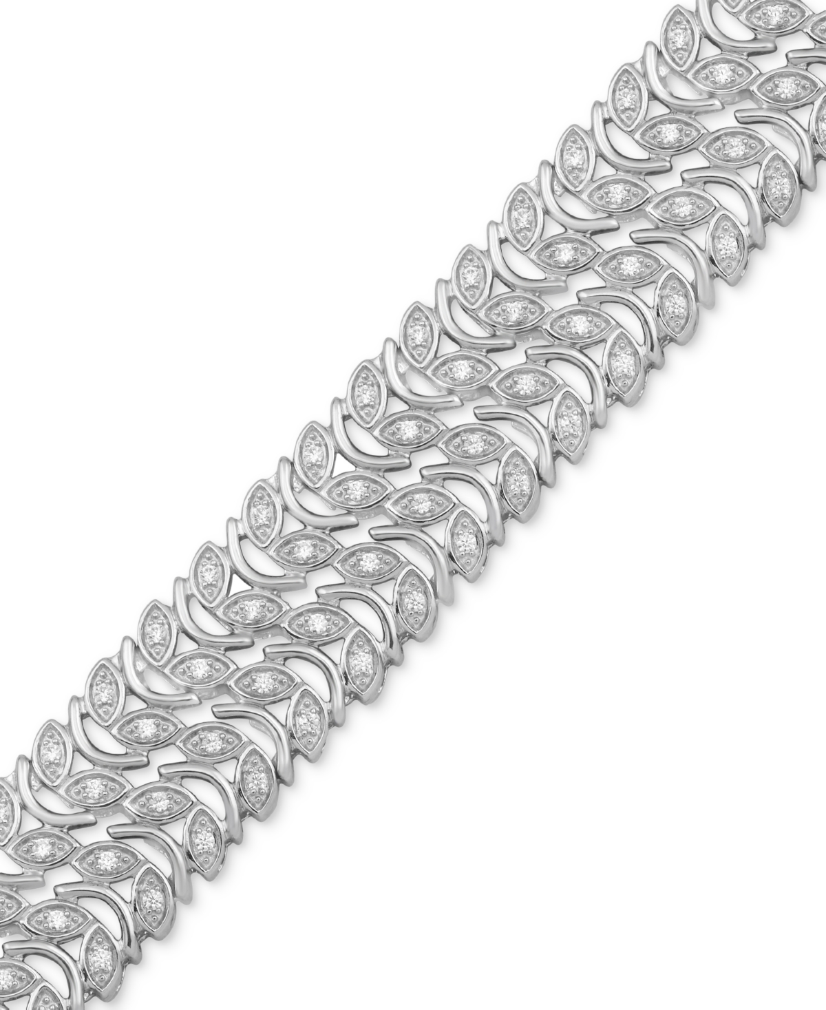 Shop Macy's Diamond Leaf-inspired Link Bracelet (1 Ct. T.w.) In Sterling Silver