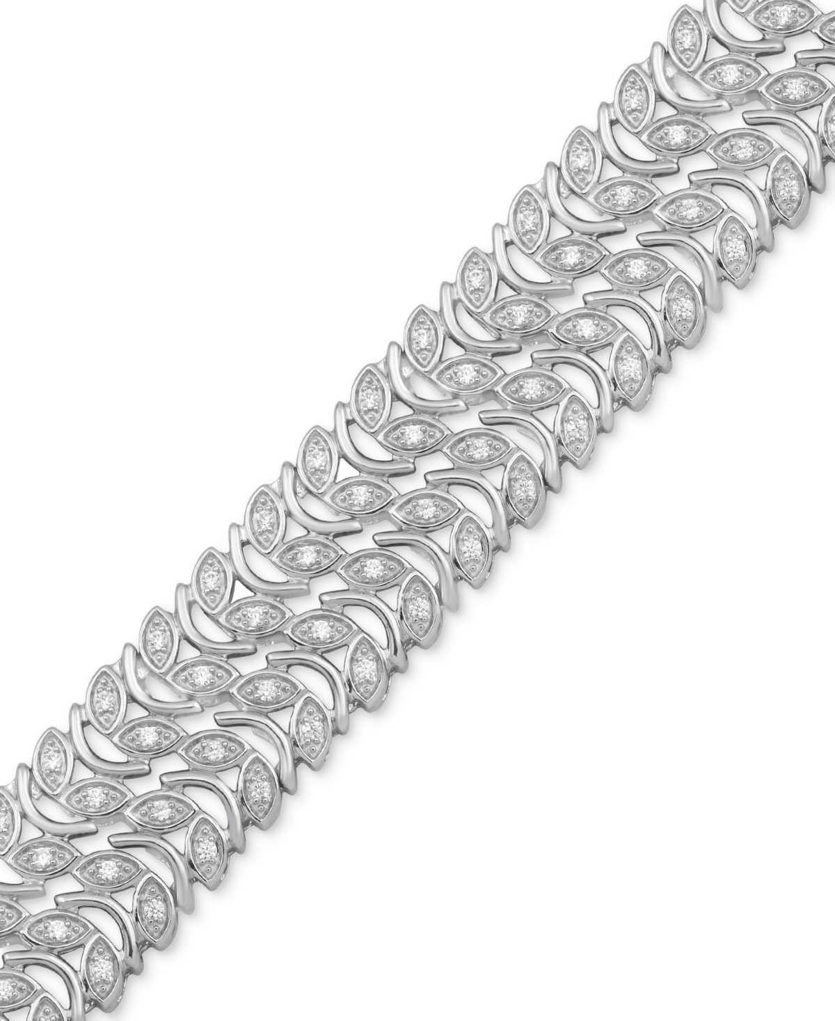 Macy's Diamond Leaf-inspired Link Bracelet (1 Ct. T.w.) In Sterling Silver In Sterling Silver