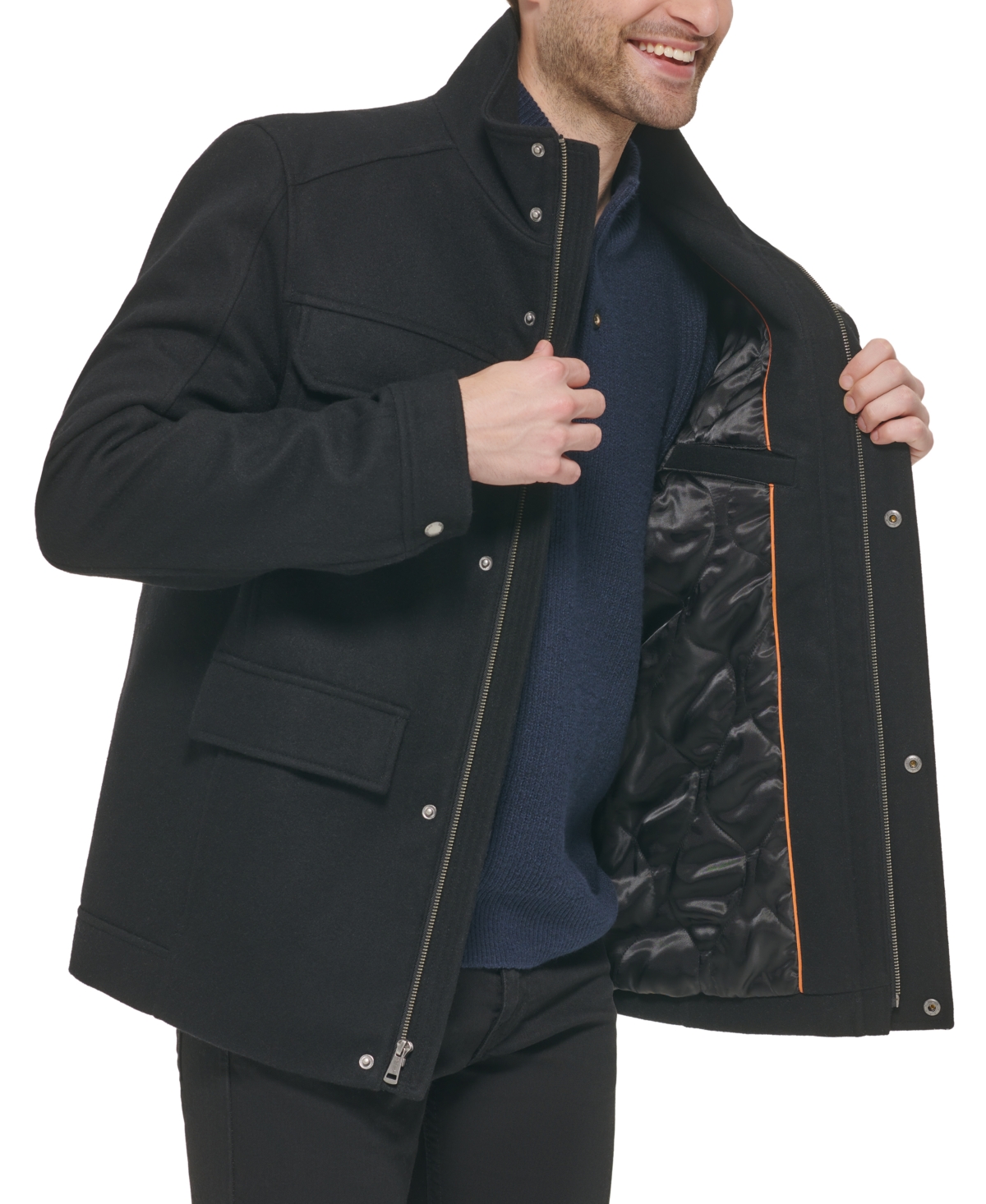 Melton wool blend coat cole haan outlet