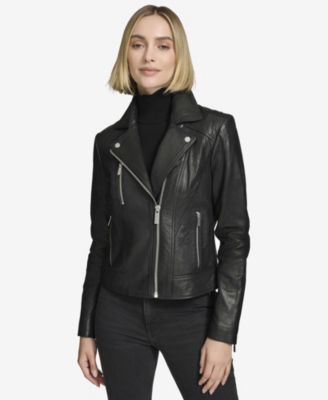 Macy's women's black leather jacket hotsell