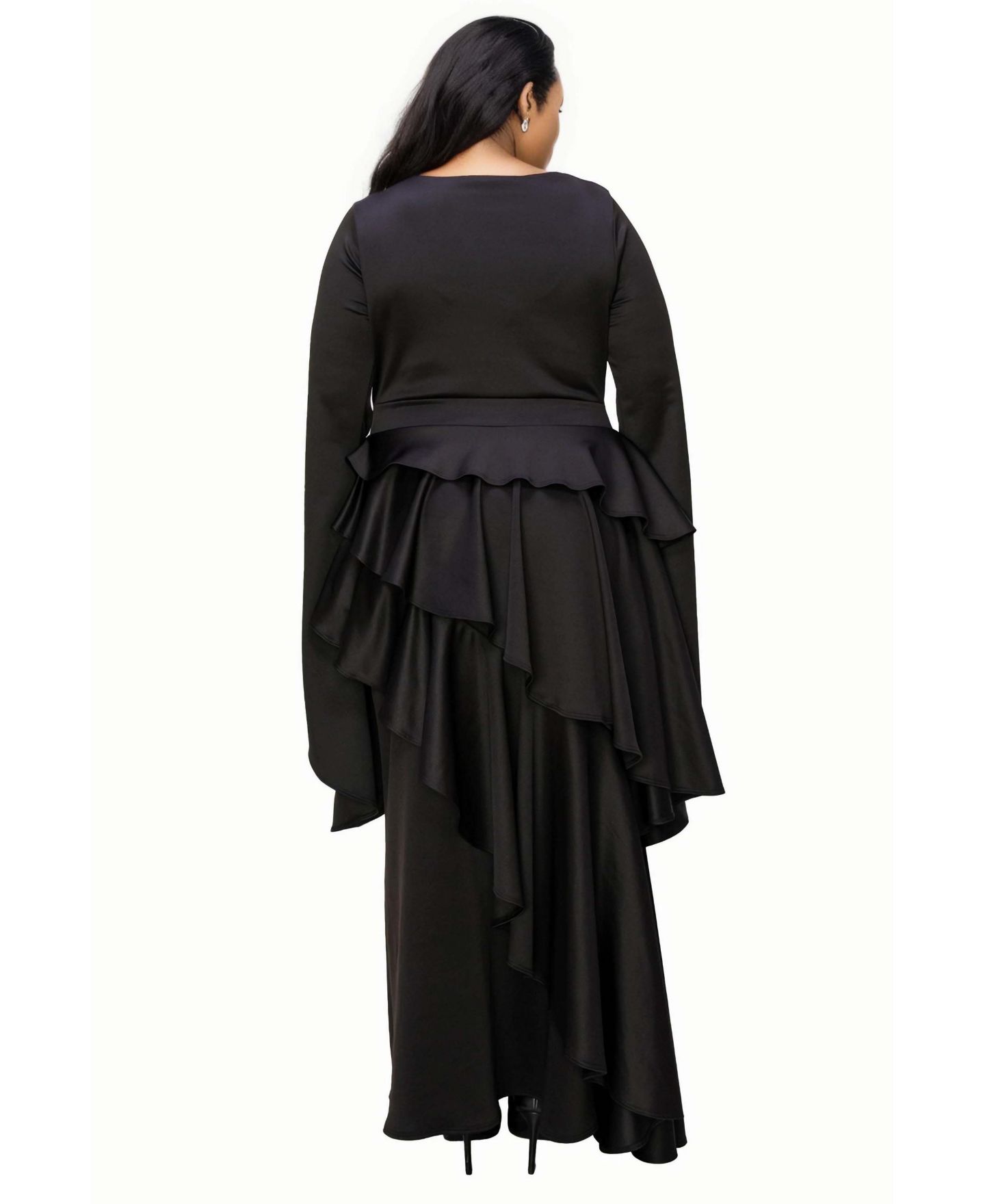 Женское платье L I V D Plus Size Zeta Ruffled Drama, цвет: Чёрный — фото 2