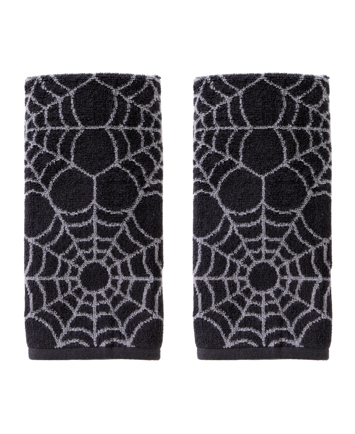 Skl Home Spider Web Cotton 2 Piece Hand Towel Set In Black